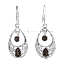 Smoky Quartz Natural Gemstone 925 Sterling Silver Earrings Wholesale Jewellery From India